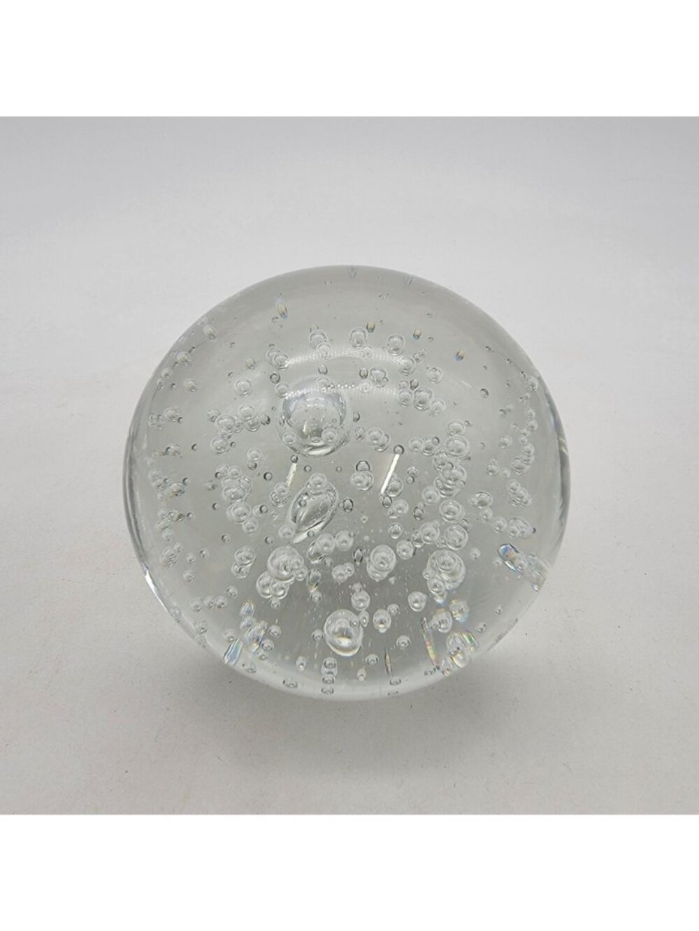 Clear Controlled Bubbles Art Glass Paperweight Round - Picture 4 of 7